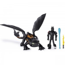 Dreamworks Dragons, Toothless and Hiccup, Dragon with Armored Viking Figure, 4세 이상 어린이용