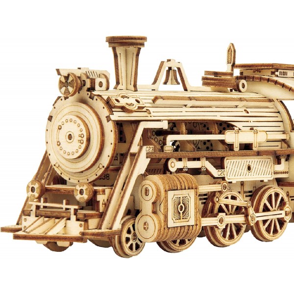 Hands Craft Prime Steam Express Train - 1:80 스케일 모델, DIY 3D 나무 퍼즐 모델 키트 - 레이저 컷 나무 퍼즐 공예 키트, 두뇌 티저 교육용 STEM 건물 모델 장난감(MC501A)