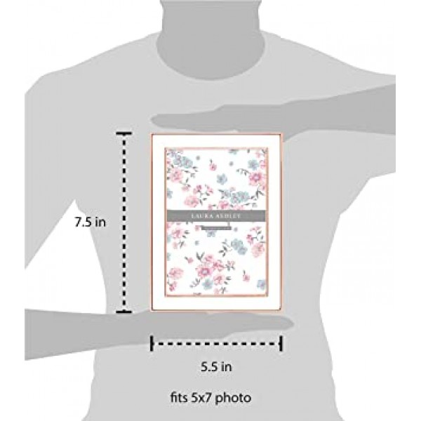 Laura Ashley 5x7 화이트 에나멜 액자, 이젤이 있는 로즈 골드 금속 가장자리, 조리대, 카운터 공간, 탁상 디스플레이, 책장, 책상, 벽 장식, 사진 갤러리용