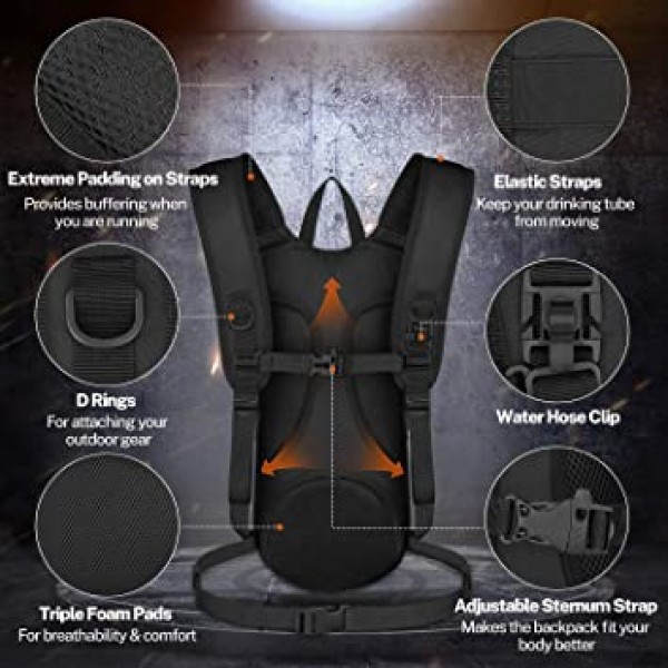 Barbarians Tactical Hydration Pack Water Backpack with 3L Bladder, 경량 군용 Molle Backpack