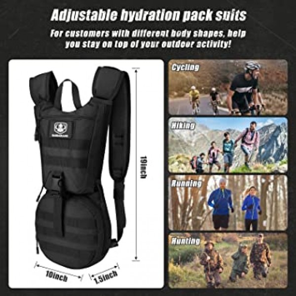 Barbarians Tactical Hydration Pack Water Backpack with 3L Bladder, 경량 군용 Molle Backpack