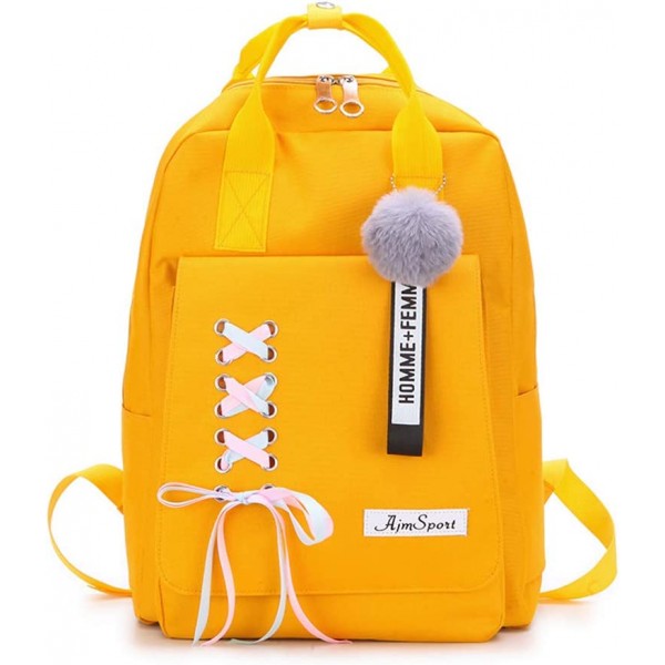 CANRAN School Backpack Teen Girls Bookbag for Laptop Book Bag 여행 배낭 Daypack for Men Women Boys Girls (Yellow)