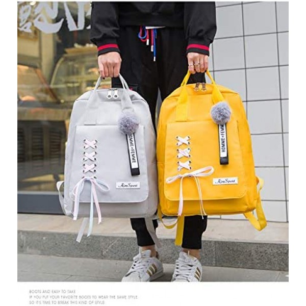 CANRAN School Backpack Teen Girls Bookbag for Laptop Book Bag 여행 배낭 Daypack for Men Women Boys Girls (Yellow)