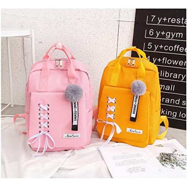 CANRAN School Backpack Teen Girls Bookbag for Laptop Book Bag 여행 배낭 Daypack for Men Women Boys Girls (Yellow)