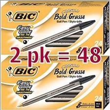 Bic Cristal Bold, 1.6mm 볼펜, 블랙 - 48개들이 팩(MSBP241-BKx2)