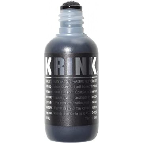 Krink K-60 검은색 페인트 마커 캔버스 금속 유리 페인트 Last Perman 알코올 기반의 생생하고 불투명한 그래피티 마커