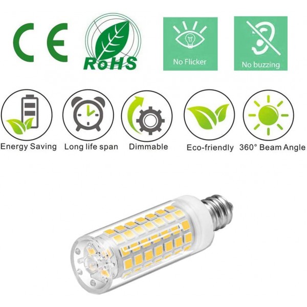 E12 LED 전구 밝기 조절이 가능한 7W C7 전구 E12 할로겐 전구 60W, 일광 백색 6000K T6 베이스 E12 촛대 천장 선풍기, 샹들리에, Kx-2000 전구 교체, AC 110-120V(6팩)