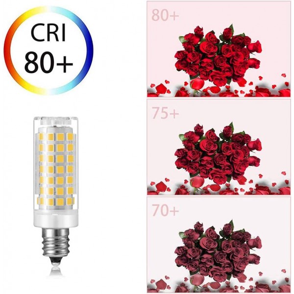 E12 LED 전구 밝기 조절이 가능한 7W C7 전구 E12 할로겐 전구 60W, 일광 백색 6000K T6 베이스 E12 촛대 천장 선풍기, 샹들리에, Kx-2000 전구 교체, AC 110-120V(6팩)