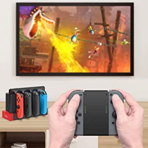 Nintendo Switch/Switch OLED 모델과 호환되는 Joy con용 충전기, LED 표시가 있는 Joy Cons 액세서리용 충전기 독 스탠드, Nintendo Switch OLED와 호환되는 1-4개 충전 지원