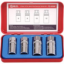 Genius Tools 4Piece 1/2 Dr. 메트릭 스터드 리무버 소켓 세트 FD-404M