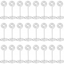 Shappy 24 팩 웨딩 테이블 이름 번호 홀더 테이블 카드 홀더 스탠드 장소 종이 메뉴 클립 그림 메모 메모 사진 홀더 (실버)