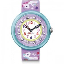 Flik Flak Kids' Sunny Hours 쿼츠 폴리에스테르 스트랩, 퍼플, 14 ​​캐주얼 시계 (모델: ZFBNP033)