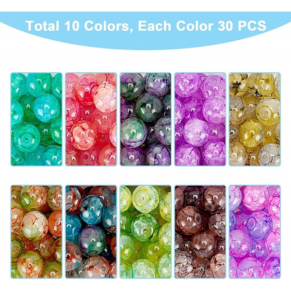 PH PandaHall 300pcs 10 색 8mm 베이킹 그린 딱딱한 유리 비즈 목걸이, 팔찌, 귀걸이 보석 만들기를위한 라운드 딱딱한 유리 느슨한 비즈