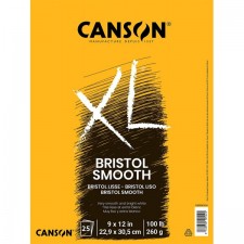 Canson XL 시리즈 Bristol 패드, 잉크, 마커 또는 연필용 중량지, 부드러운 마감, 접기, 100파운드, 9 x 12인치, 밝은 흰색, 25매