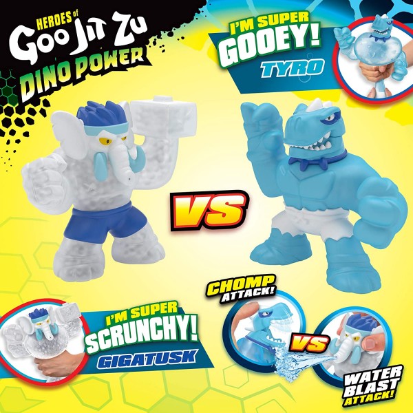 Heroes of Goo Jit Zu Dino Power vs Pack vs Pack - 2 Action Figures - Artic Showdown - Tyro vs Gigatusk