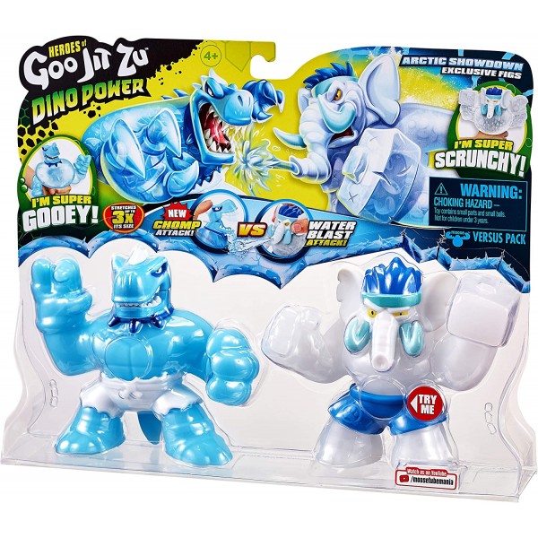 Heroes of Goo Jit Zu Dino Power vs Pack vs Pack - 2 Action Figures - Artic Showdown - Tyro vs Gigatusk