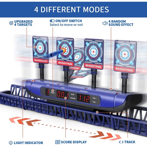 SNAEN 러닝 슈팅 타겟, 전자 자동 리셋 디지털 득점 타겟 야외 게임 어린이용 인터랙티브 스포츠 완구 Boys Girls