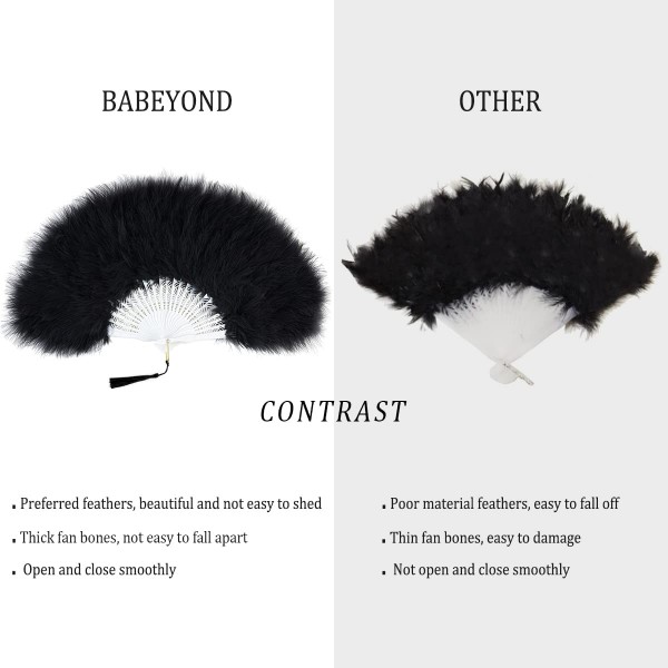 BABEYOND Roaring 20s 빈티지 스타일 Peacock & 블랙 Marabou 깃털 팬 플래퍼 액세서리 의상 할로윈 댄스 파티 티 파티 버라이어티 쇼