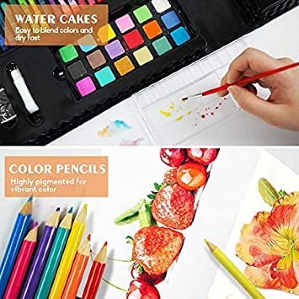 KIDDYCOLOR 211pcs 어린이 미술 용품, 휴대용 그림 및amp; 오일 파스텔, 크레용, 색연필, 마커, 양면 삼중 이젤 아트 세트가 있는 어린이를 위한 드로잉 아트 키트 소녀용 소년 십대 3-12