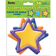 Eureka Back to School Color My World Stars 종이 잘라낸 교사용 교실 장식, 36pc, 5''H