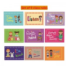 SANTSUN 9 좋은 습관 예의 바른 수업 규칙 교사 교실 Signs.English 포스터 교실 벽 장식. 수업 조직도.