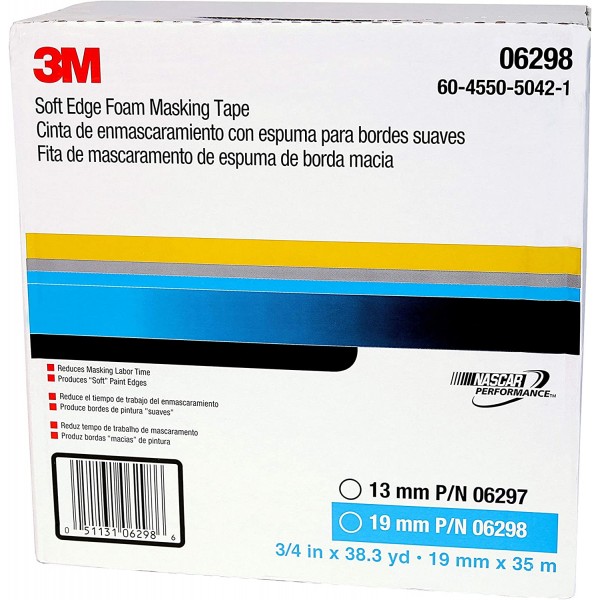 3M 06298 19mm x 35m 소프트 에지 폼 마스킹 테이프