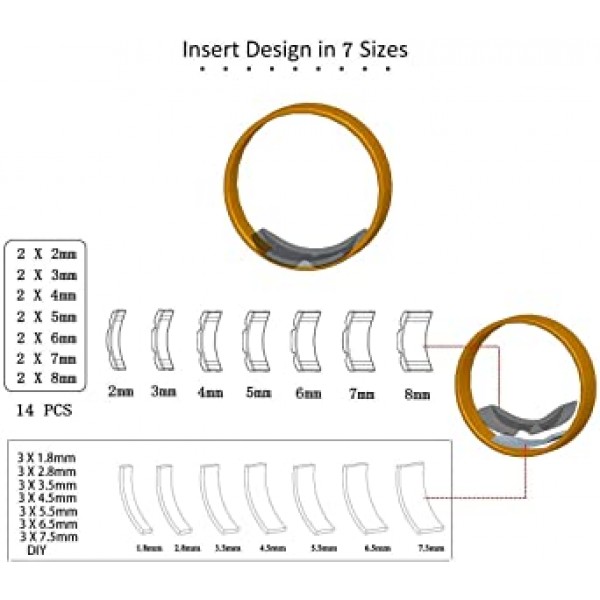 느슨한 반지용 링 크기 조절기, 결혼 반지용 링 크기 조절기, 13가지 크기 - 2가지 스타일 링 스페이서 또는 나선형 조임 장치, 피팅, 크기 조절기, 링 소형 조절기