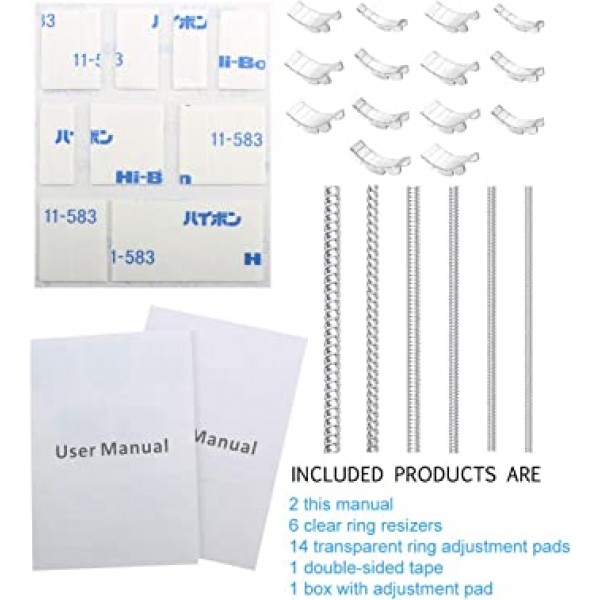 느슨한 반지용 링 크기 조절기, 결혼 반지용 링 크기 조절기, 13가지 크기 - 2가지 스타일 링 스페이서 또는 나선형 조임 장치, 피팅, 크기 조절기, 링 소형 조절기