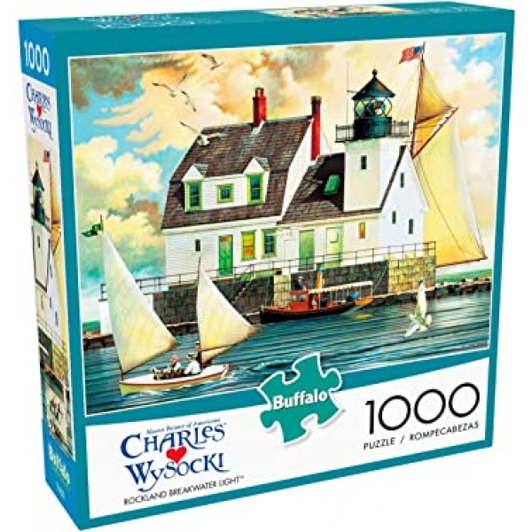 Buffalo Games - Charles Wysocki - Rockland Breakwater Light - 1000개 조각 직소 퍼즐