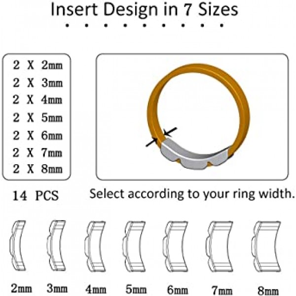 느슨한 반지용 링 사이즈 조절기 - 2가지 스타일, 13가지 사이즈 - 쥬얼리 사이저, 쥬얼리 가드 제작용 맨드릴, 스페이서, 사이저, 피팅 - 나선형 실리콘 조임 장치 세트