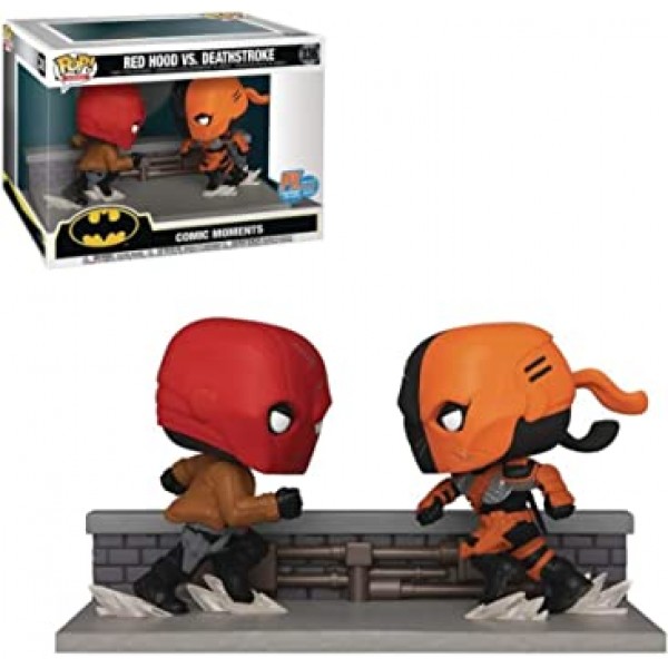 Funko 샌디에이고 코믹콘 2020 팝! Comic Moment DC: Red Hood 대 Deathstroke 비닐 피규어, 멀티컬러