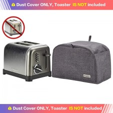 HOMEST 2 슬라이스 토스터 커버(포켓 포함), 잼 스프레더 나이프 & 토스터 집게, 먼지 및 지문 보호, 세탁기 사용 가능, 회색(커버만 해당)