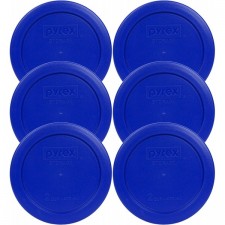 Pyrex 7200-PC 2 컵 생도 블루 라운드 플라스틱 식품 보관 뚜껑 - 6 팩