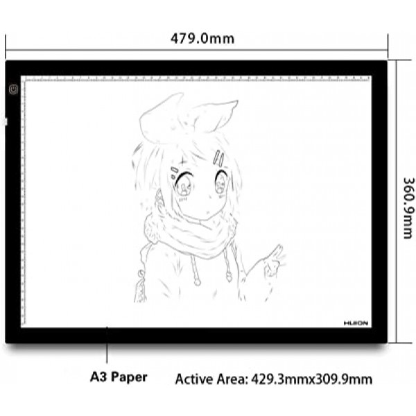 Huion A3 얇은 라이트 박스 Artcraft 트레이싱 애니메이션 드로잉 스케치 서예를위한 LED 라이트 패드 라이트 트레이서