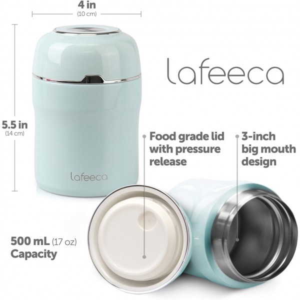 Lafeeca Thermos 식품 항아리 진공 단열 도시락 누출 방지 보관 용기 17 온스 - 레드