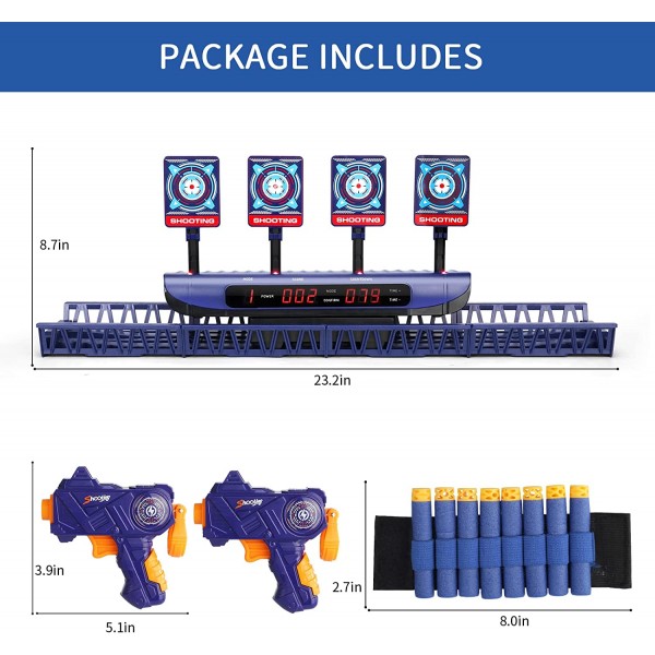 SNAEN 2 개의 장난감 총이있는 사격 대상, 전자 자동 재설정 디지털 득점 대상 야외 게임 어린이를위한 대화 형 스포츠 장난감 Boys Girls
