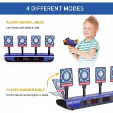 SNAEN 2 개의 장난감 총이있는 사격 대상, 전자 자동 재설정 디지털 득점 대상 야외 게임 어린이를위한 대화 형 스포츠 장난감 Boys Girls