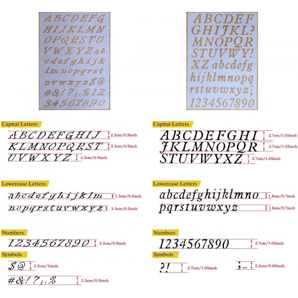스크랩북/DIY 그림 공예 프로젝트에 대 한 8 플라스틱 알파벳 문자 번호 그리기 그림 스텐실 세트 팩, 편지 높이는 약 1 인치