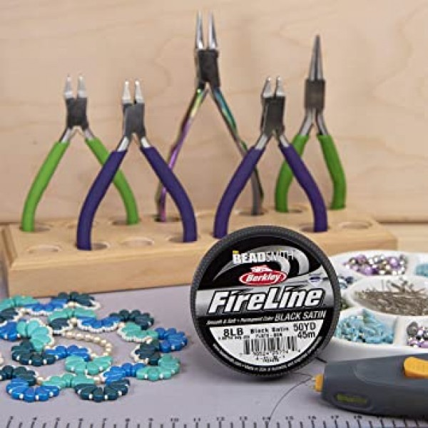 Beadsmith Fireline 꼰 비드 스레드, 8파운드, 50야드(검은색)