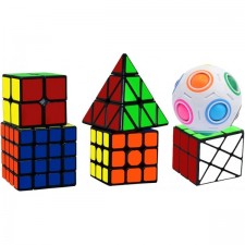 Lunaoo Speed ​​Cube Set 6 개 2x2 3x3 4x4 Pyraminx Fisher 레인보우 볼 퍼즐, 매직 매직 큐브 장난감 성인용