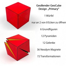 GeoBender - 1 x 기본 3D 마그네틱 큐브 - 104개 이상의 변형 - 어린이 및 성인을 위한 스트레스 방지 게임 - 교육 및 창의적인 퍼즐 게임 - 대화형 학습을 위한 무한 큐브