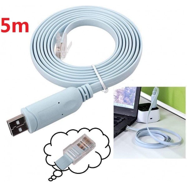 5M Usb-콘솔 케이블,Cisco Usb 콘솔 케이블,Usb-Rj45 콘솔,Cisco 콘솔 케이블 Usb 롤오버(Windows/Vista/MAC/Linux용 5m/16.4피트, 파란색)