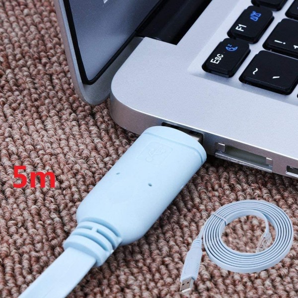 5M Usb-콘솔 케이블,Cisco Usb 콘솔 케이블,Usb-Rj45 콘솔,Cisco 콘솔 케이블 Usb 롤오버(Windows/Vista/MAC/Linux용 5m/16.4피트, 파란색)