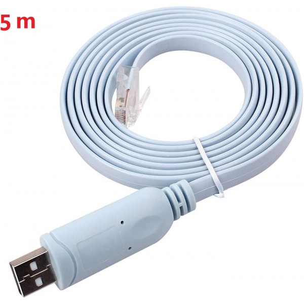 5M Usb-콘솔 케이블,Cisco Usb 콘솔 케이블,Usb-Rj45 콘솔,Cisco 콘솔 케이블 Usb 롤오버(Windows/Vista/MAC/Linux용 5m/16.4피트, 파란색)