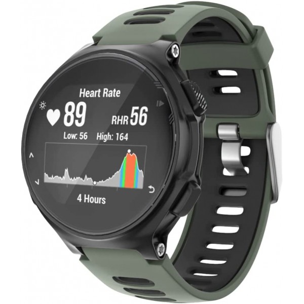 Garmin Forerunner 735XT 235 235Lite 230 220 620 630용 Isabake 시계 스트랩, Approach S20 S5 S6 시계 액세서리(ArmyGreen)용 소프트 실리콘 교체 밴드