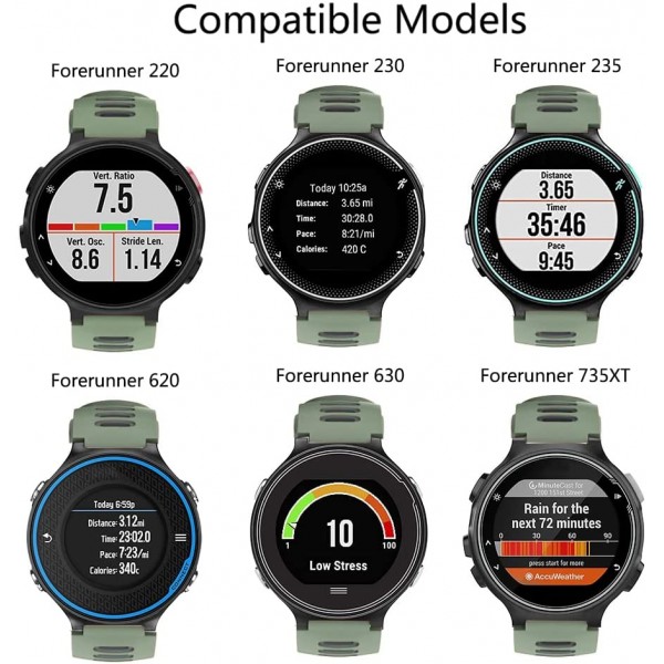 Garmin Forerunner 735XT 235 235Lite 230 220 620 630용 Isabake 시계 스트랩, Approach S20 S5 S6 시계 액세서리(ArmyGreen)용 소프트 실리콘 교체 밴드