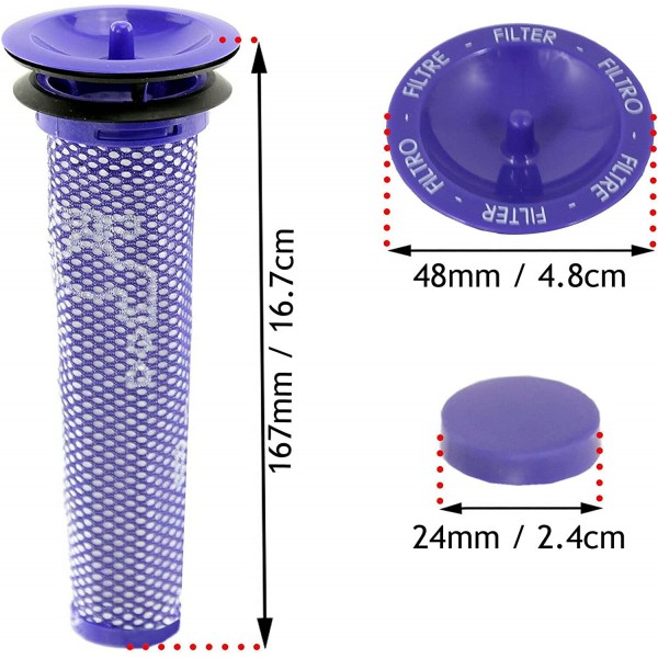 SPARES2GO 워셔블 프리 모터 스틱 필터 다이슨 SV03 SV05 SV06 SV09 진공 청소기와 호환 가능(2팩)