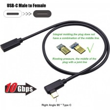 QiCheng&LYS USB C 연장 케이블 Gen 2(10Gbps) 금도금 USB C 남성-암 케이블 커넥터, USB Type-C 데이터 동기화 케이블(엘보우 1.5m)용 비디오 데이터 오디오 전달
