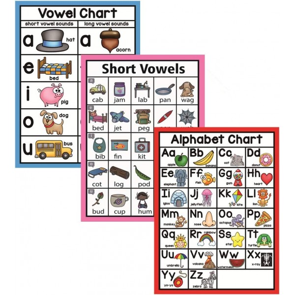 HONTOUSIP 12 개/대 유치원용 영어 파닉스 포스터 l 유아용 벽 파닉스 차트 l 교실 장식 조직 유치원용 학습 포스터-8.26x11.69in