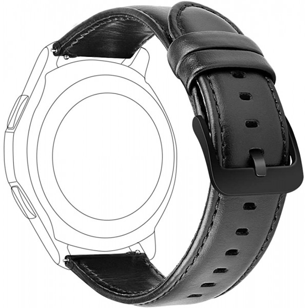 iBazal 갤럭시 시계 46mm 시계 스트랩 22mm 가죽 손목 밴드 시계 밴드 삼성 갤럭시 시계 3 45mm/기어 S3 프론티어 클래식, 화웨이 시계 2 클래식/GT, Ticwatch Pro/E2/S2와 호환 가능 - 블랙
